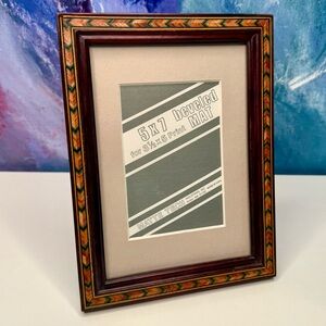 Inlaid Wood Marquetry 5x7 Photo Photograph Picture Art Print Frame Vintage Wall